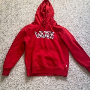 vans red checkered print hoodie
